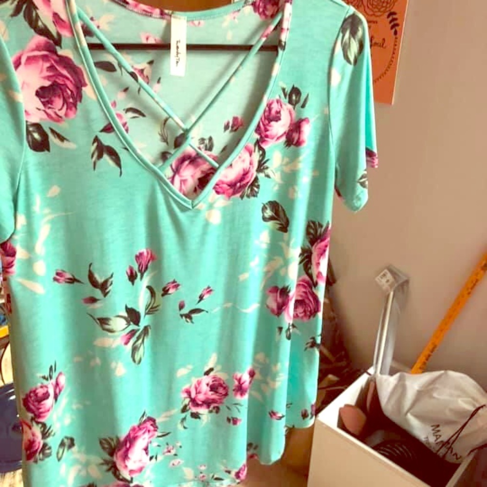 Blue floral shirt